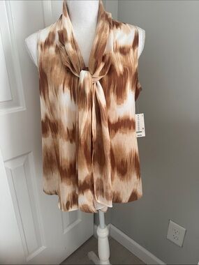 Macy's Brown & Cream Tie-Neck Sleeveless Camisole